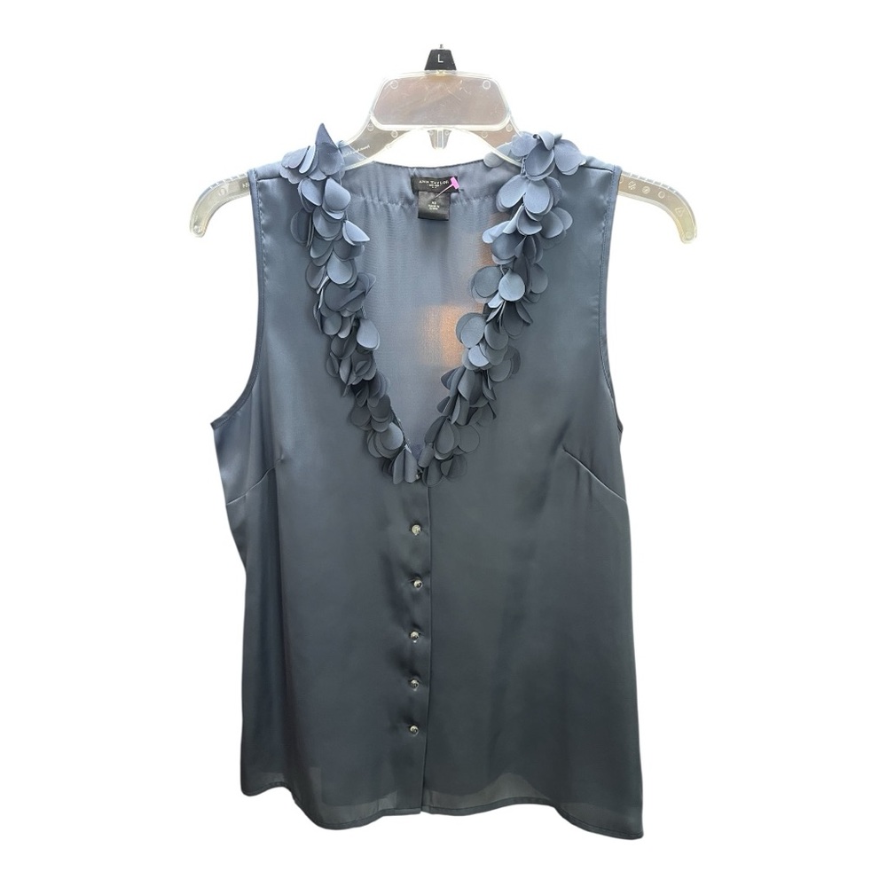 Ann Taylor Lavender Sleeveless Blouse with Ruffle Detail XS